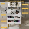 ELECWISH 19.7" White & Gold Makeup Vanity Desk Set with LED Mirror & Stool - Adjustable Height, 3-Way Lighting, 2 Drawers, Blow Dryer Holder - 4 of 4