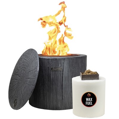 El Fuego Portable Smokeless Fire Pit with 8-Hour Starter Wax Fuel for Interval Burning – Wood Pattern