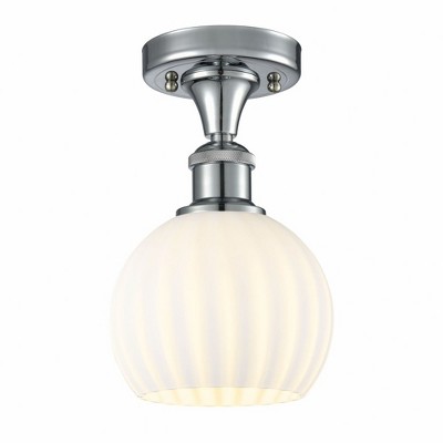 White Venetian - 1 Light Semi-Flush Mount In Modern Style-9.25 Inches Tall and 6 Inches Wide