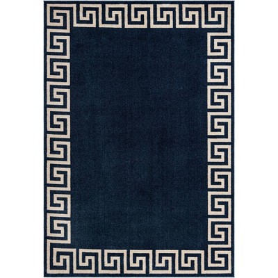Athens Navy Blue Rectangular Synthetic Easy-Care Area Rug