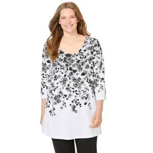 Woman Within Plus Size 7-Day Floral Print Tunic - 1 of 4