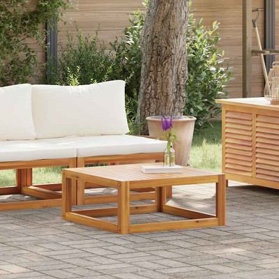 vidaXL Solid Acacia Wood Outdoor Patio Sofa Set with Cushion and Coffee Table, Flexible Lounge Configuration, Cream White