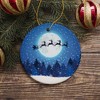 Santa Claus and Reindeer Silhouette over Full Moon Ornament, Nighttime Forest Snow Scene| OrnamentallyYou - 4 of 4
