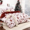 Christmas Duvet Cover Queen / King, Reversible Printed Comforter Cover Set Holiday Decorative Bedding, Soft Microfiber Red Duvet + 2 Pillow Shams - 3 of 4