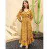Coolmee Women Casual Maxi Dresses Long Sleeve V Neck Floral Ruffle Boho Long Dress Wedding Guest Dress - 2 of 4