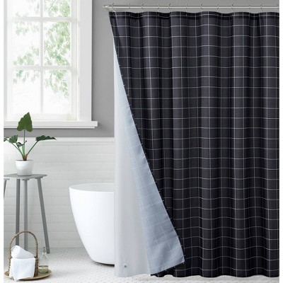 Millennial Striped Shower Curtain Off White/black - Truly Soft : Target