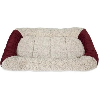 Barn Red and Cream Faux Lambswool Self-Warming Pet Mat, 20.5 x 14