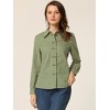 Allegra K Women's Turn Down Collar Plaid Button Up Long Sleeve Shirt - 3 of 4