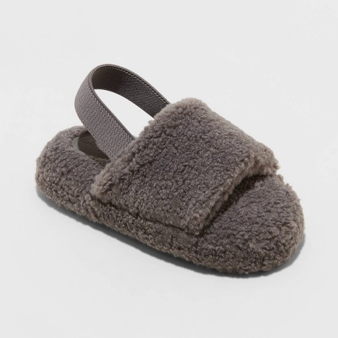 Toddler Avi Single Strap Faux Shearling Slippers - Cat u0026 Jack™ : Target