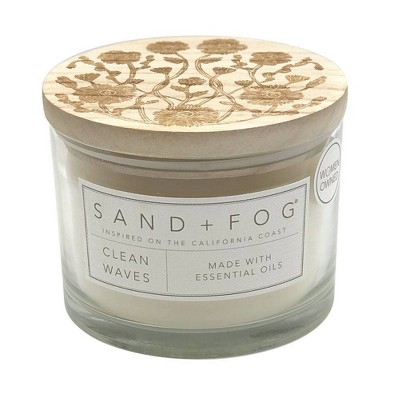 12oz Glass 2-Wick Clean Waves Candle Clear - Sand + Fog