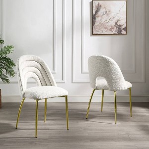 20" Fadri Accent Chair Teddy Faux Shearling/Mirrored Gold Finish - Acme Furniture - 1 of 4