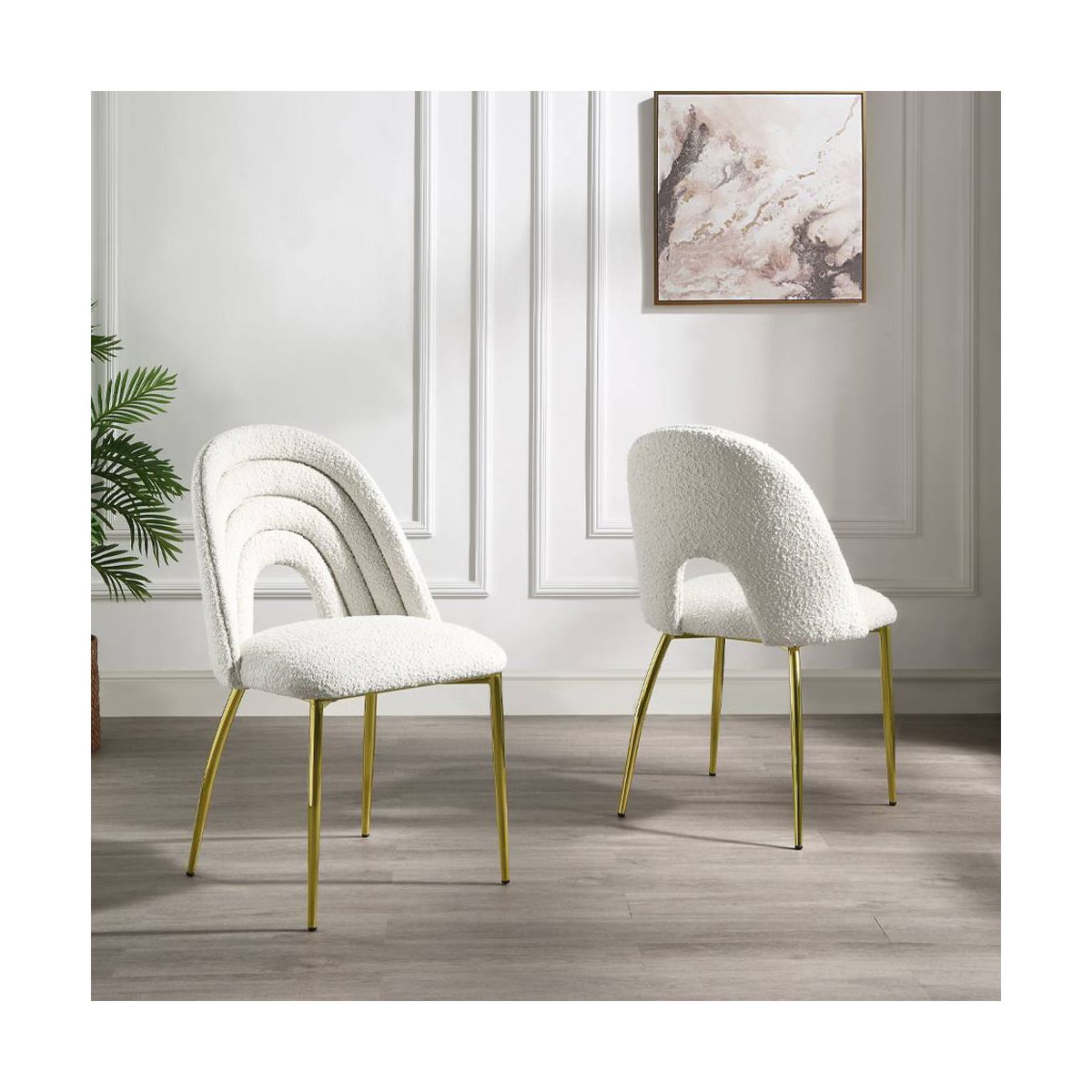 20" Fadri Accent Chair Teddy Faux Shearling/Mirrored Gold Finish - Acme Furniture