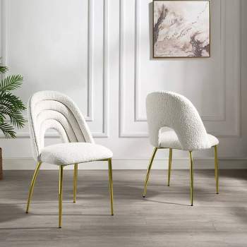 20" Fadri Accent Chair Teddy Faux Shearling/Mirrored Gold Finish - Acme Furniture