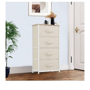 Dresser with 4 Drawers ,Fabric Storage Tower, Organizer Unit for Living Room, Hallway, Closets,Sturdy Steel Frame, Wooden Top - 1 of 4