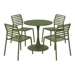 WestinTrends Playa 5-Piece Outdoor Indoor Metal Patio Dining Table Set With Stackable Plastic Patio Side Chairs - 1 of 4