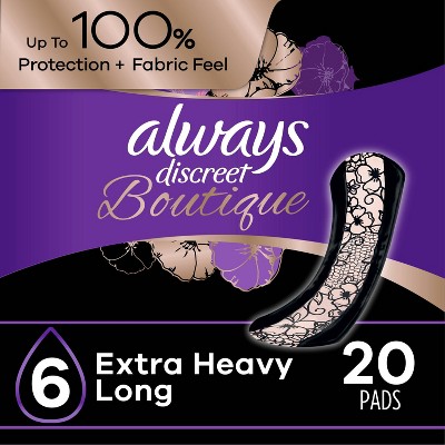 Image of Always Discreet Boutique Incontinence and Postpartum Incontinence Pads - Extra Heavy Absorbency - Long Length - 20ct
