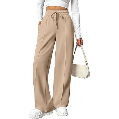 Pinspark Wide Leg Sweatpants Women High Waisted Baggy Sweat Pants Elastic Elevated Seams Loose Active Pants with Pockets