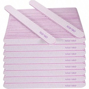 Nail File 200 Pcs, 100/180 Grit Double Sided Emery Board for Acrylic Natural Nails, Reusable Washable Manicure Kit Set Gray - 1 of 4