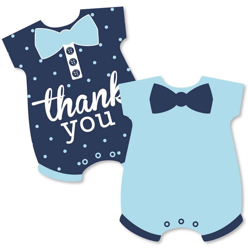 Big Dot of Happiness Hello Little One - Blue and Navy - Shaped Thank You Cards - Boy Baby Shower Thank You Note Cards with Envelopes - Set of 12, 1 of 8