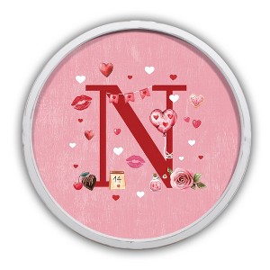 Creative Products Valentine Things Monogram Round White Framed Print - 1 of 4