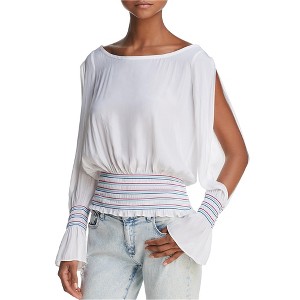 Ramy Brook Womens Slit Sleeve Pullover Blouse, White, X-Small - 1 of 1