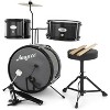 3-Piece Drum Set, 14 Inch Beginners Drums Kit with with Adjustable Throne Stool, Pedal & 2 Pairs of Drumsticks, Junior Drums Set Musical Instruments - 3 of 4