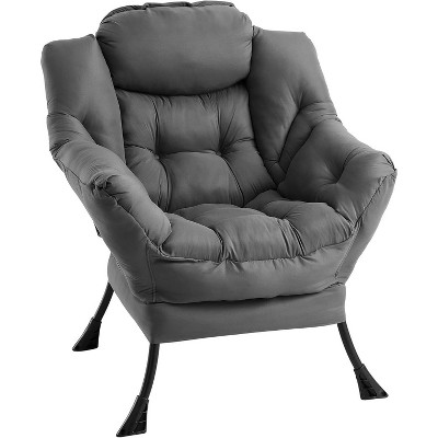 Lazy Chair, Modern Soft Reading and Leisure Sofa Chair with Armrests and Side Pockets, Ergonomic Design, 350-pound Weight Capacity, Gray