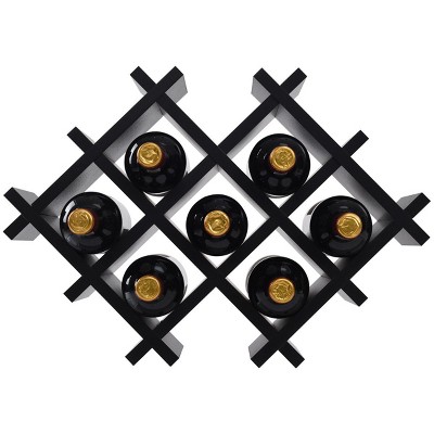 Tangkula Set of 5 Wall Mount Wine Rack Set Storage Shelves and Glass Holder Black