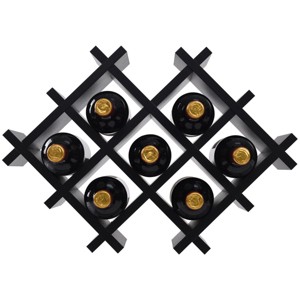 Tangkula Set of 5 Wall Mount Wine Rack Set Storage Shelves and Glass Holder Black - 1 of 4