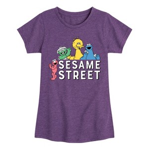 Girls' - Sesame Street - Group Fitted Short Sleeve Graphic T-Shirt - 1 of 4
