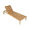 Chaise Lounge Chair With Wheels for Patio, Wood Frame Recliner With Cushions Set of 2 for Poolside Relaxing-Maison Boucle - 4 of 4