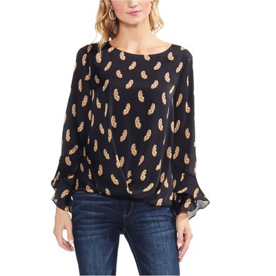 Vince Camuto Womens Paisley Flutter Pullover Blouse