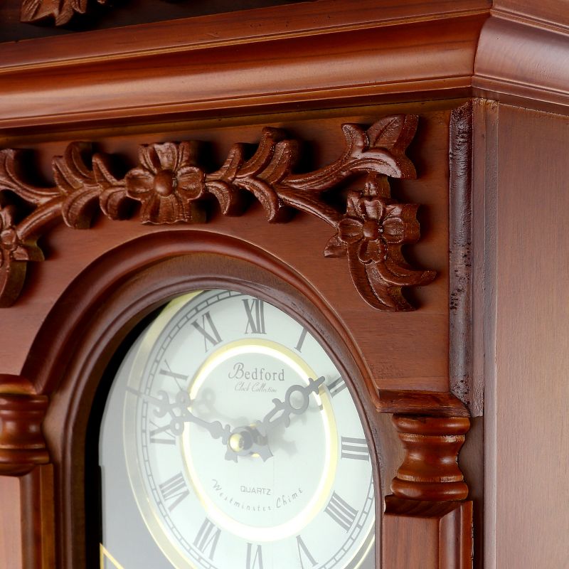 Bedford Clock Collection 27.5 Inch Oak Finish Pendulum Wall Clock, 4 of 7