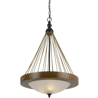 Cal Lighting 3 Light Monticello Pendant Fixture - Metal/Wood