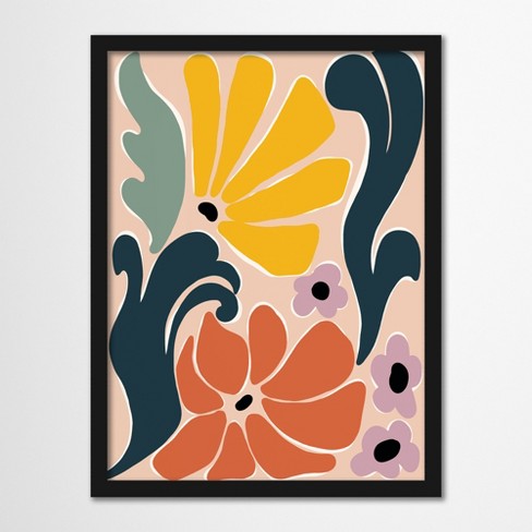 Americanflat 22x28 Framed Print Retro Abstract Flow Garden By Miho Art ...