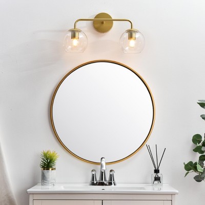 Modern Brass and Clear Glass 2-Light Dimmable Wall Sconce