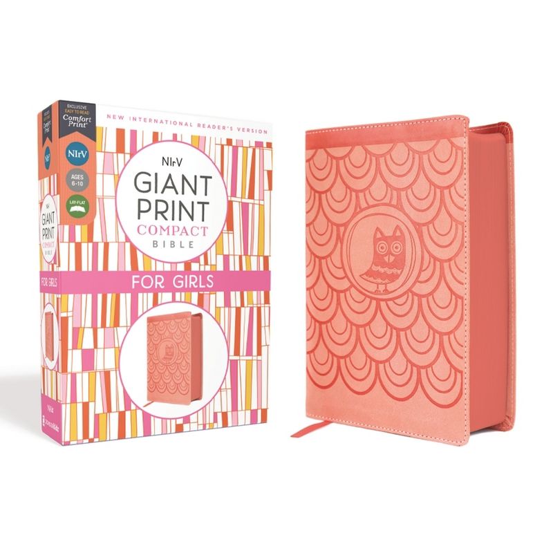 Nirv, Giant Print Compact Bible for Girls, Leathersoft, Peach, Comfort Print - by  Zondervan (Leather Bound), 1 of 2