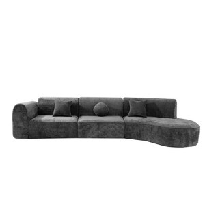 Christopher Knight Home Lyla 140" Modern Fully Compressed Sponge 5 Seater Curved Sectional Sofa Dark Gray - 1 of 4