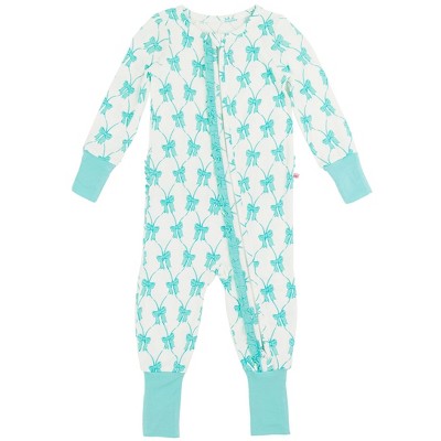 RuffleButts SoftSnooze Baby Girls Ruffle One Piece Convertible Pajamas