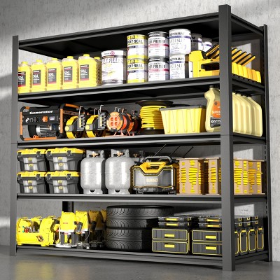 ALEXOUN 5 Tier Black Heavy Duty Metal Storage Shelves,Open Back Adjustable Shelves Strong Load Bearing for Garage,Pantry,Office.