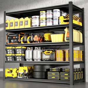 ALEXOUN 5 Tier Black Heavy Duty Metal Storage Shelves,Open Back Adjustable Shelves Strong Load Bearing for Garage,Pantry,Office. - 1 of 4