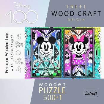 Trefl Mickey and Minnie Mouse Special Edition Woodcraft Jigsaw Puzzle - 501pc: Wooden, Irregular Shapes, Decorative Patterns