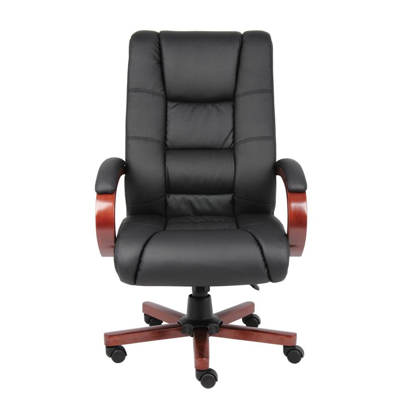 High Back Executive Wood Finished Chairs Black/Brown - Boss Office Products, 5 of 9