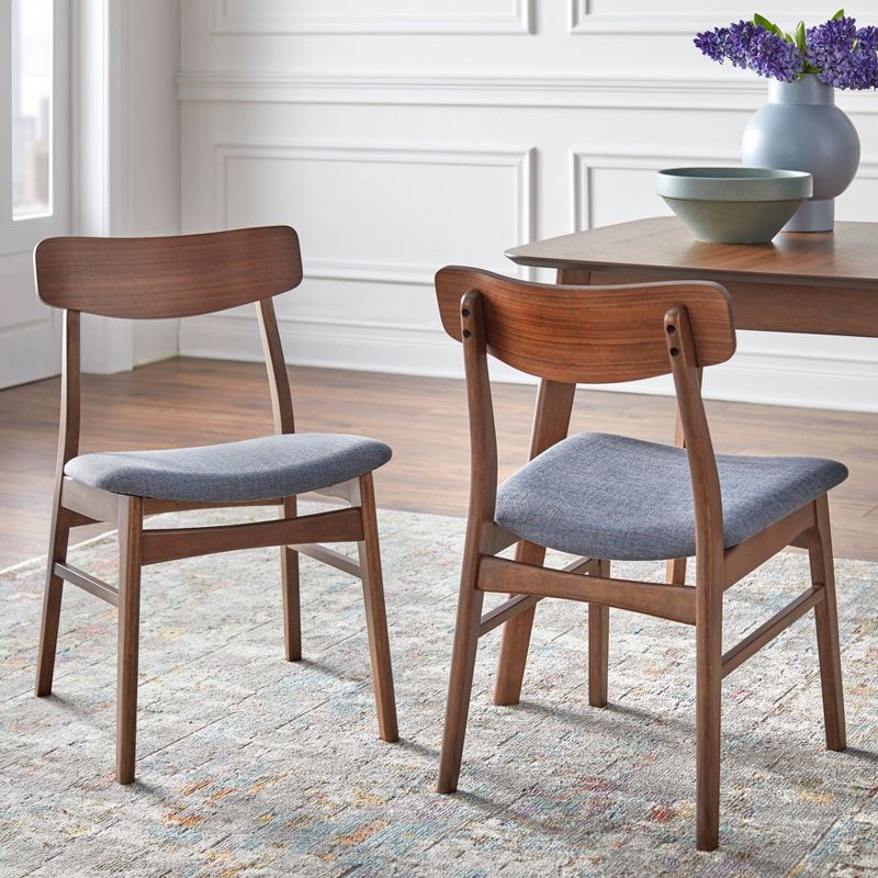 Set of 2 Wave Dining Chairs Walnut/Blue - Buylateral, 3 of 7