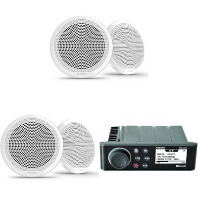 Fusion Entertainment MS-RA70 Marine Entertainment System with Bluetooth with Fusion 2 Pairs EL-F653W EL Series 6.5" 2-Way Marine Coax - White Class...