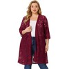 Agnes Orinda Women's Plus Size Lace Open Front 3/4 Sleeve Long Cardigans - 4 of 4