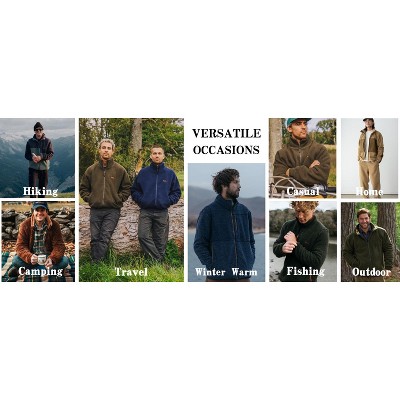 COOFANDY Men's Soft Polar Fleece Jacket Lightweight Full Zip Jackets Casual Outdoor Warm Jackets Coats with Pockets Army Green M — фото 7