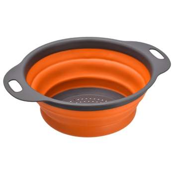 Unique Bargains Collapsible Colander Silicone Round Foldable Strainer with Handle