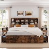 Vintage Brown Full Size Storage Bed,Bookcase Headboard & 4 Drawers,Heavy Duty Metal Slats,No Box Spring,Noise Free,Easy Assembly - 3 of 4