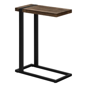 TiramisuBest Brown C-Shaped Accent Table, Modern Snack & Side Table with Black Metal Frame for Living Room or Office - 1 of 4